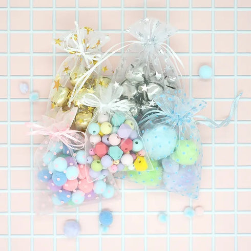 Organza Gift Bags with Gold Stars